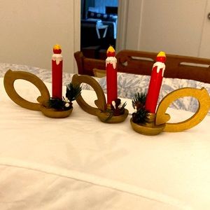 Vera wooden Christmas napkin holders napkin rings vintage. Set of three.